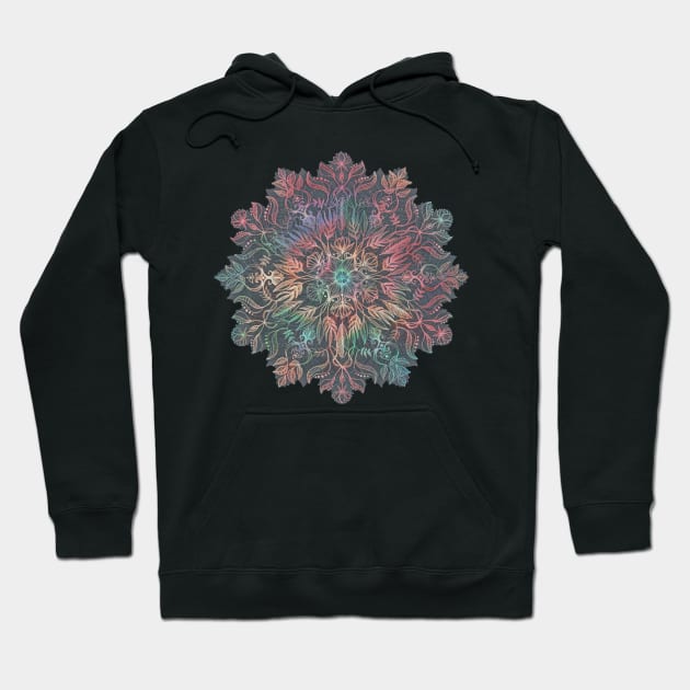 Winter Sunset Mandala in Charcoal, Mint and Melon Hoodie by micklyn